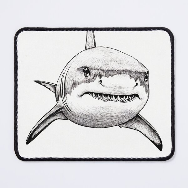 Item preview, Black and white Shark pencil drawing designed and sold by Pencil-Art.