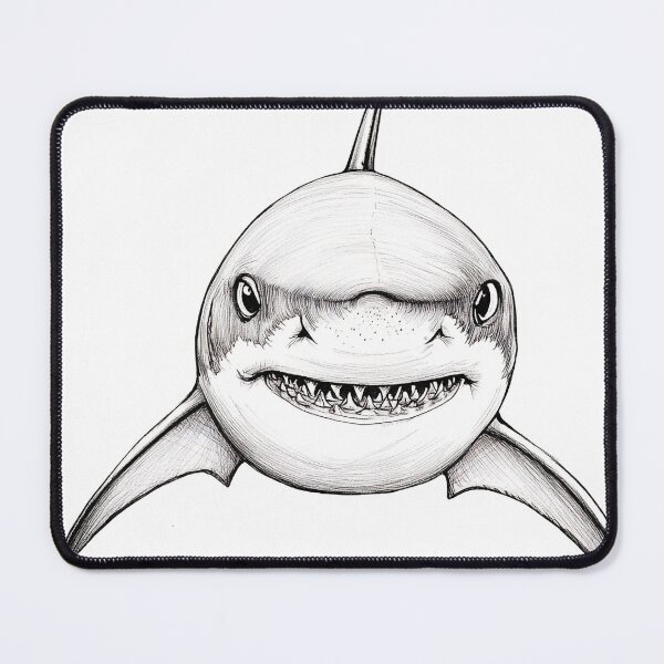 Item preview, Black and white Shark pencil drawing designed and sold by Pencil-Art.