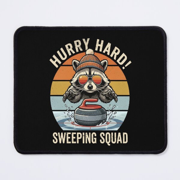 Item preview, Hurry Hard Sweeping Squad Raccoon Curling designed and sold by Axivra.