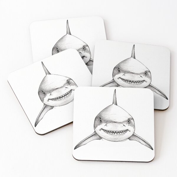 Item preview, Black and white Shark pencil drawing designed and sold by Pencil-Art.