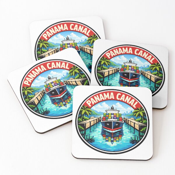 Item preview, Panama Canal Sticker – Cargo Ship Through Canal Locks Travel Design designed and sold by pod24.