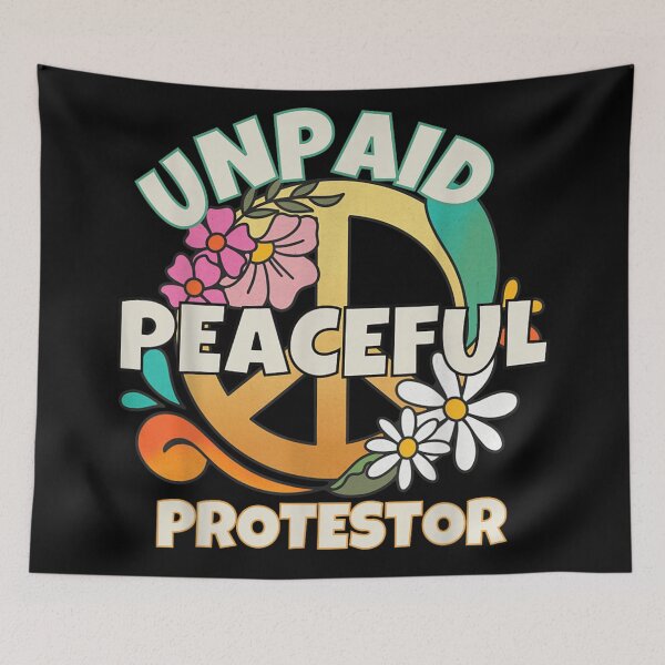 Item preview, Retro Unpaid Peaceful Protestor Vintage Peace Sign With Floral Daisy Garden Art designed and sold by EricCotanori.