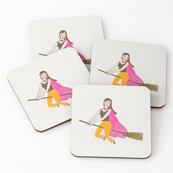 Item preview, Modern Witch on Broom – Feminine Magical Illustration, Freedom & Playful Spirit Art designed and sold by CovetedCove.