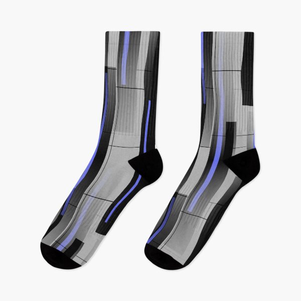 Item preview, Mid Century Geometric Abstract in Gray, Blue and Black designed and sold by MellowCat.