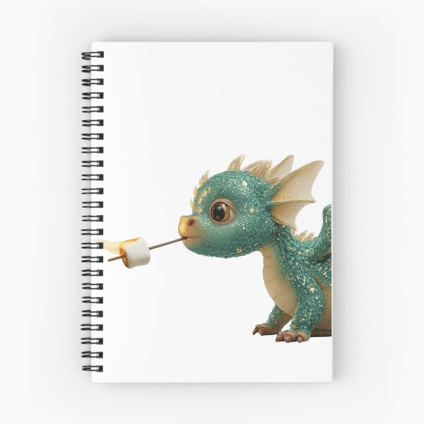 Item preview, Adorable Baby Teal Dragon with Gold Speckles Roasting a Marshmallow on a Stick designed and sold by Niageadon.