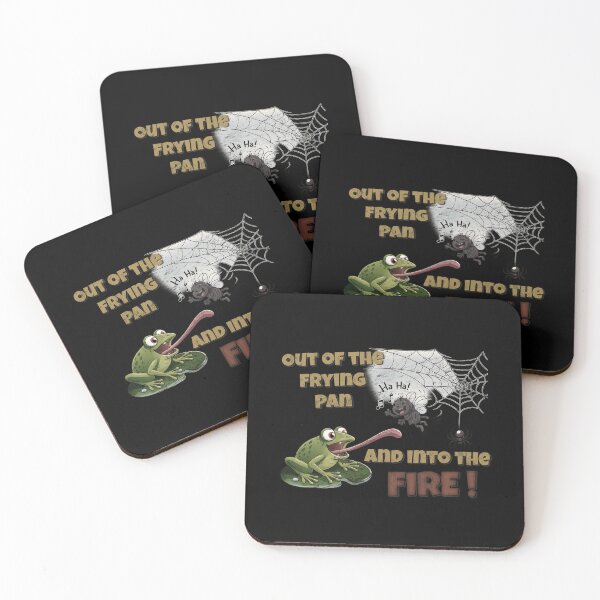 Item preview, Out of the Frying Pan Into the Fire – Funny Cartoon Life Irony Design designed and sold by RonnyMilleo.