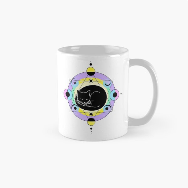 Item preview, Mystical Sleeping Cat Geometric Design – Minimal Cosmic Sacred Geometry Art designed and sold by Timegraf.