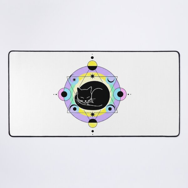 Item preview, Mystical Sleeping Cat Geometric Design – Minimal Cosmic Sacred Geometry Art designed and sold by Timegraf.