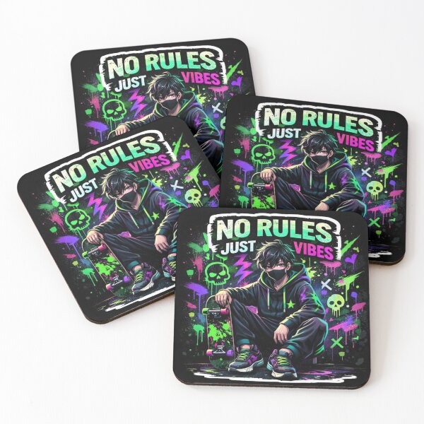 Item preview, No Rules Just Vibes – Neon Streetwear Skater Aesthetic Sticker designed and sold by ZenGrowth4.