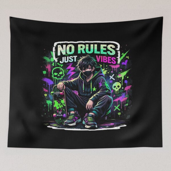 Item preview, No Rules Just Vibes – Neon Streetwear Skater Aesthetic Sticker designed and sold by ZenGrowth4.