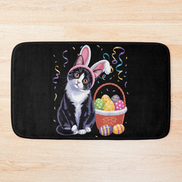 Item preview, Cute Tuxedo Cat Wearing Bunny Ears With Easter Eggs Basket Holiday Art designed and sold by RuperDelois.