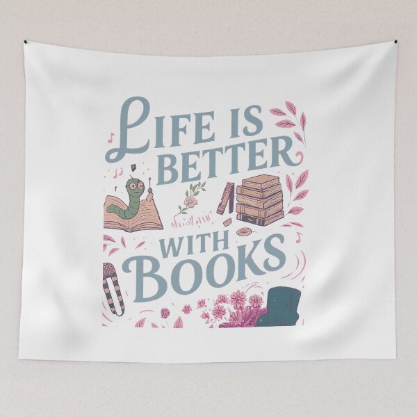 Item preview, Life Is Better With Books – Cute Bookworm Reading Lover Design – Cozy Book Aesthetic Gift designed and sold by bazstees54.