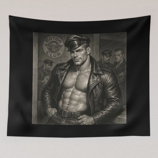 Item preview, Vintage Gay Leather Legends Berlin Daddy Motorcycle Club Tom of Finland Tribute Gay Pride Graphic Design designed and sold by ItsAKinkThing.
