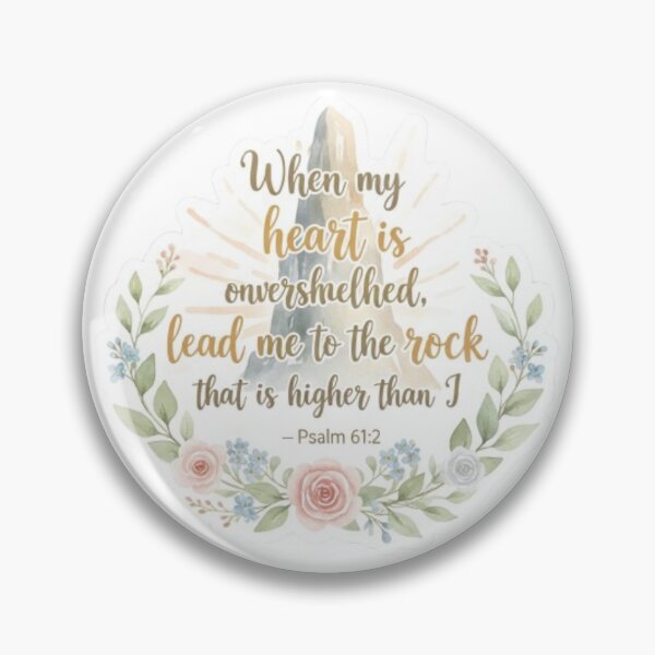 Item preview, When My Heart Is Overwhelmed Sticker, Psalm 61:2 Inspirational Bible Quote, Christian Faith Sticker, Watercolor Floral Scripture Sticker designed and sold by Nara8.