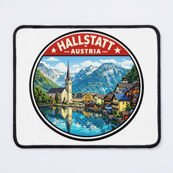 Item preview, Hallstatt Austria Travel Sticker - Alpine Village Lake Scenic Vintage Style designed and sold by pod24.