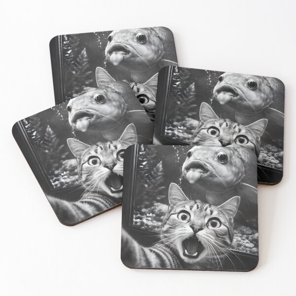 Item preview, Shocked Cat Selfie with Fish Photobomb T-Shirt | Funny Aquarium Cat Meme Tee designed and sold by disha-prints.