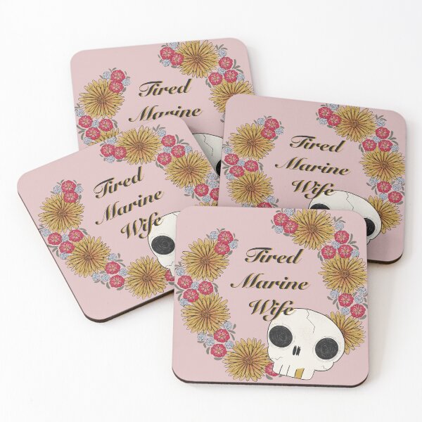 Item preview, Tired Marine Wife in Ring of Marigolds - Black Text designed and sold by OohRahOriginals.