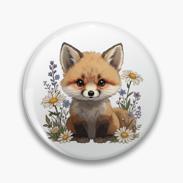 Item preview, Fluffy Kawaii Fox with Wildflower Meadow designed and sold by GeekStickerLab.