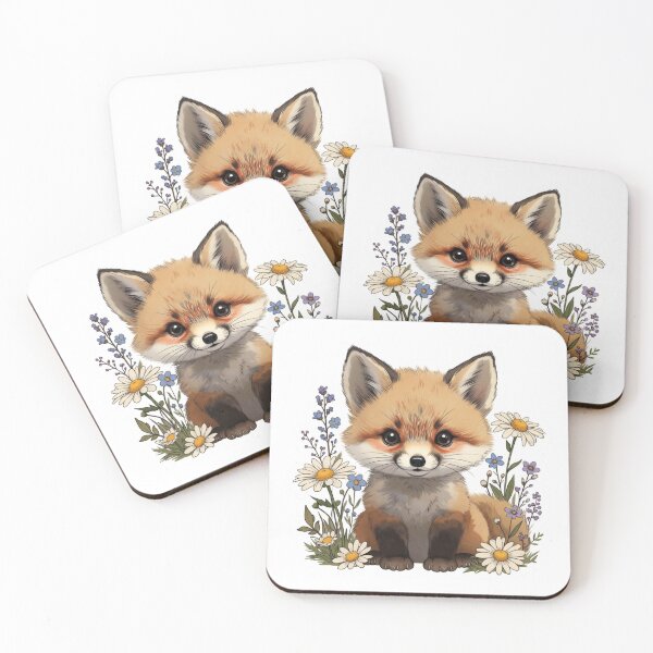 Item preview, Fluffy Kawaii Fox with Wildflower Meadow designed and sold by GeekStickerLab.