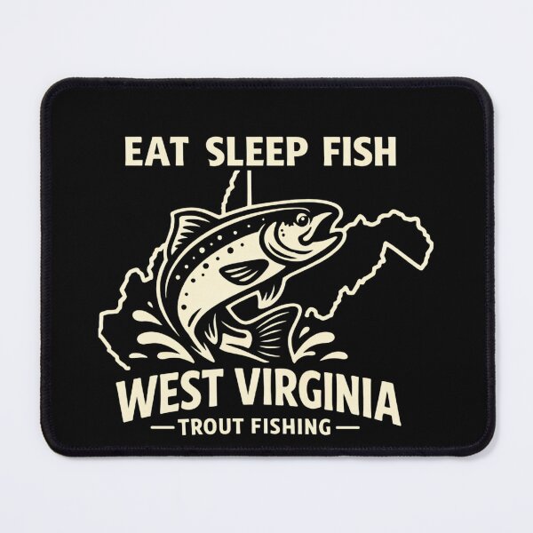 Item preview, Eat Sleep Fish West Virginia Shirt – Trout Fishing Angler Gift – Mountain State Tee designed and sold by WildWonderfulWear.