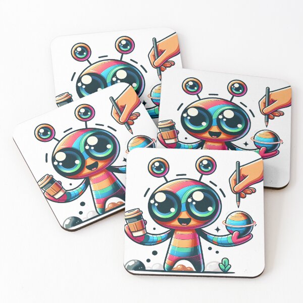 Item preview, Cute Coffee-Loving Alien designed and sold by ShopThousand.
