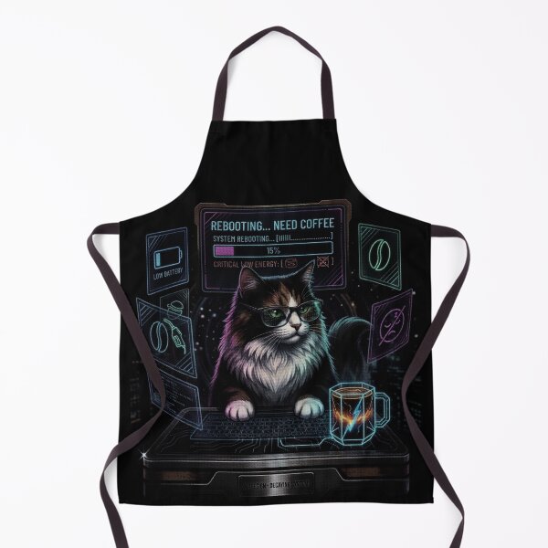 Item preview, Cyberpunk Programmer Cat with Neon Keyboard designed and sold by AmaWearDesign.
