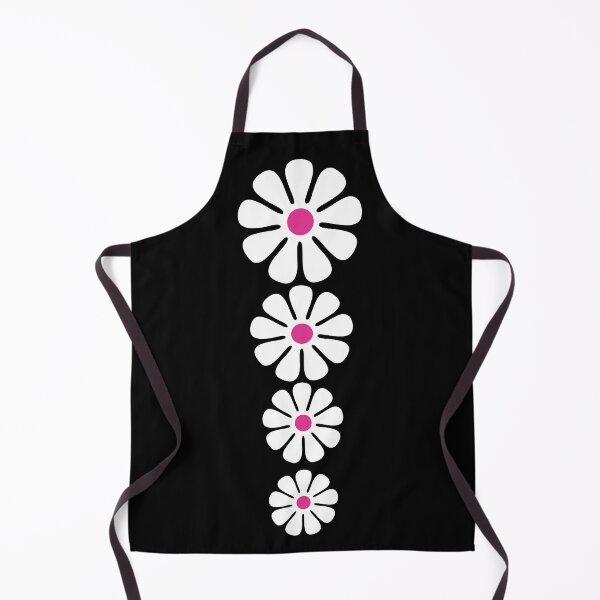 Item preview, 60's 70's Retro Large Flowers White on Black Pink Centers designed and sold by MellowCat.
