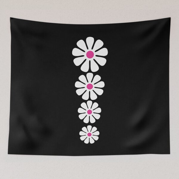 Item preview, 60's 70's Retro Large Flowers White on Black Pink Centers designed and sold by MellowCat.