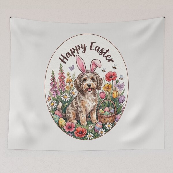 Item preview, Funny Aussiedoodle Happy Easter Egg Bunny Mom Dad Kids designed and sold by FurryHavenPH.