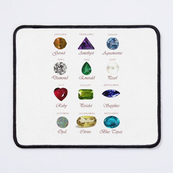 Item preview, Birthstone chart with 12 Gemstones and 12 Months designed and sold by DigitalGemArt.