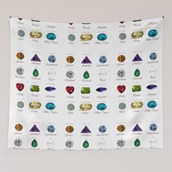 Item preview, Birthstone chart with 12 Gemstones and 12 Months designed and sold by DigitalGemArt.