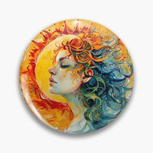 Item preview, Sun and Moon Goddess Portrait - Vibrant Mystical Fantasy Art Print designed and sold by DesignArtist.ia.