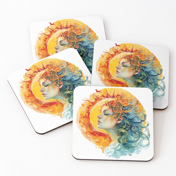 Item preview, Sun and Moon Goddess Portrait - Vibrant Mystical Fantasy Art Print designed and sold by DesignArtist.ia.