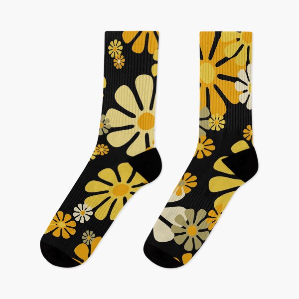 Item preview, 60's 70's Retro Flowers Fall Aesthetic on Black designed and sold by MellowCat.