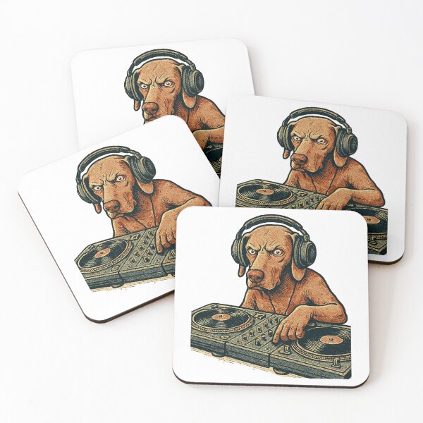 Item preview, Weimaraner DJ at the mixing console – Retro style designed and sold by Pineapple-Tree.