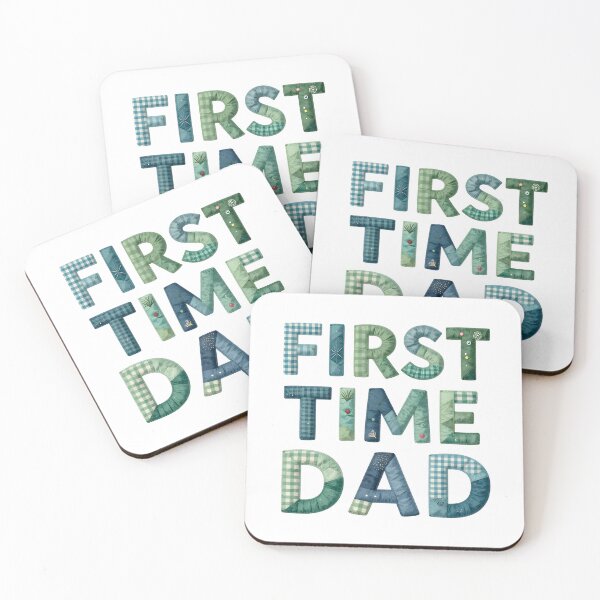 Item preview, FIRST TIME DAD - IN BLUE & GREEN FAUX LETTERING designed and sold by AlexOBrienArt.