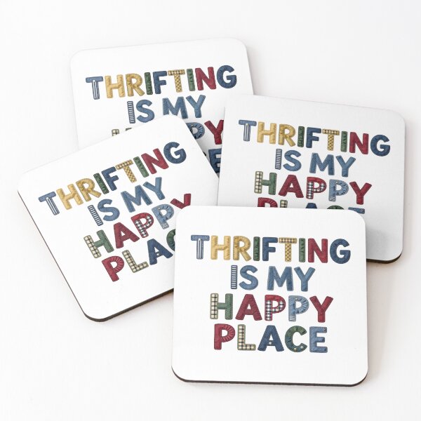 Item preview, THRIFTING IS MY HAPPY PLACE - IN COLORFUL FAUX LETTERING designed and sold by AlexOBrienArt.