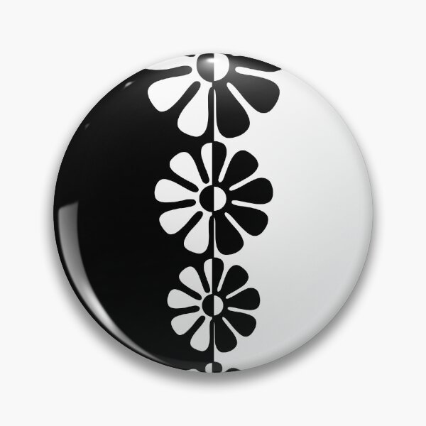 Item preview, 1960's Bold Retro Mod Flowers in Black and White designed and sold by MellowCat.