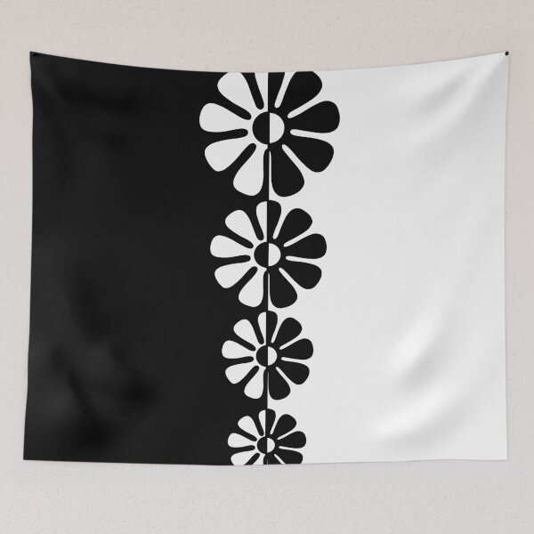 Item preview, 1960's Bold Retro Mod Flowers in Black and White designed and sold by MellowCat.