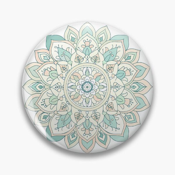 Item preview, Pastel Teal Mandala - Elegant Botanical Geometric Art Print designed and sold by DesignArtist.ia.