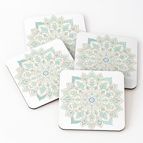 Item preview, Pastel Teal Mandala - Elegant Botanical Geometric Art Print designed and sold by DesignArtist.ia.