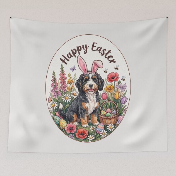 Item preview, Funny Bernedoodle Happy Easter Egg Bunny Mom Dad Kids designed and sold by FurryHavenPH.