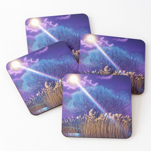 Item preview, Neon Reeds and Glowing Tree - Cyber Botanical Art designed and sold by Scoutic-Neon.