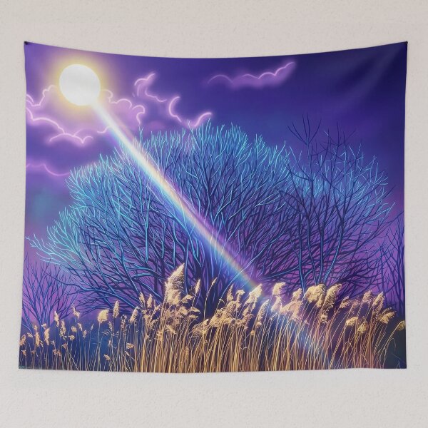 Item preview, Neon Reeds and Glowing Tree - Cyber Botanical Art designed and sold by Scoutic-Neon.