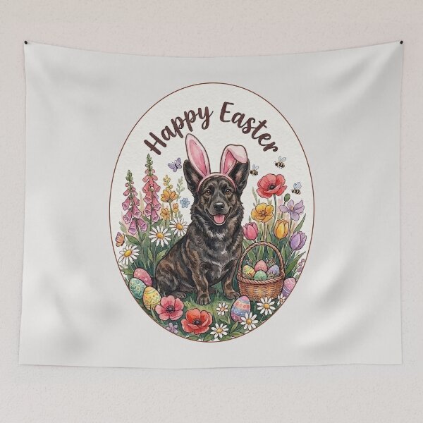 Item preview, Funny Black Brindle Corgi Happy Easter Egg Bunny Mom Dad Kids designed and sold by FurryHavenPH.