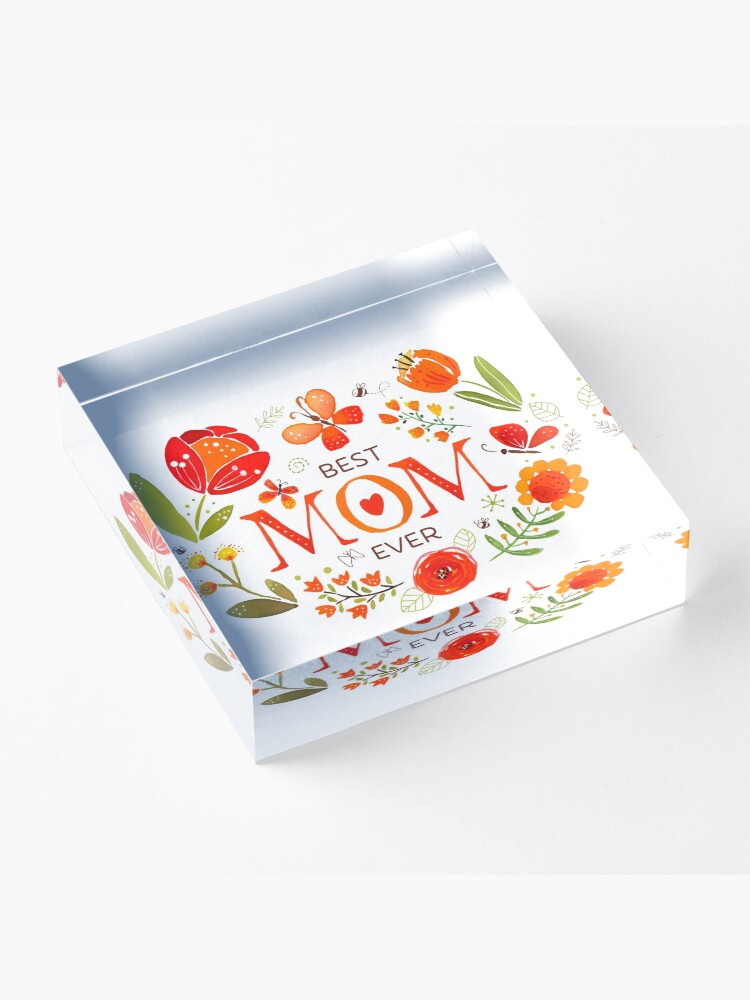 Alternate view of Mother's Day Butterflies and Flowers Acrylic Block