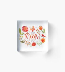 Bloque acrílico Día de la madre mariposas y flores