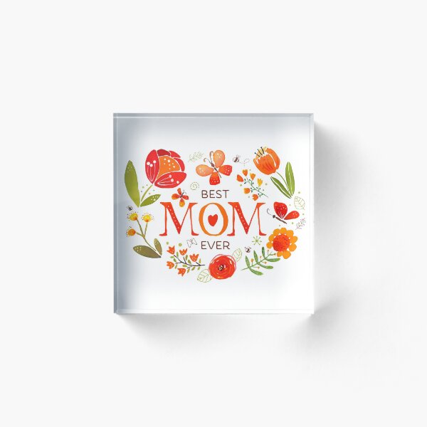 Mother's Day Butterflies and Flowers Acrylic Block