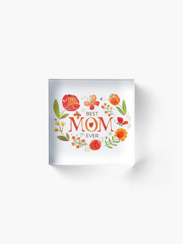 Alternate view of Mother's Day Butterflies and Flowers Acrylic Block