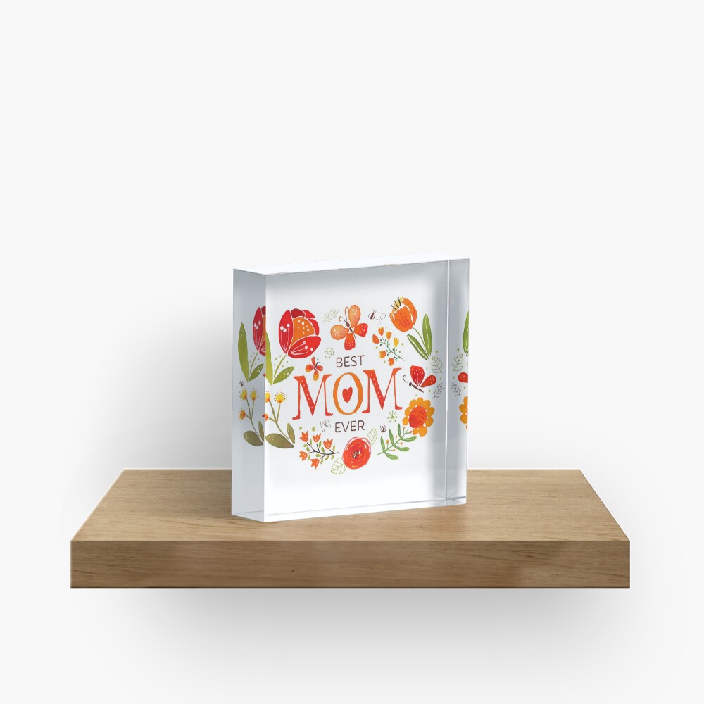 Mother's Day Butterflies and Flowers Acrylic Block